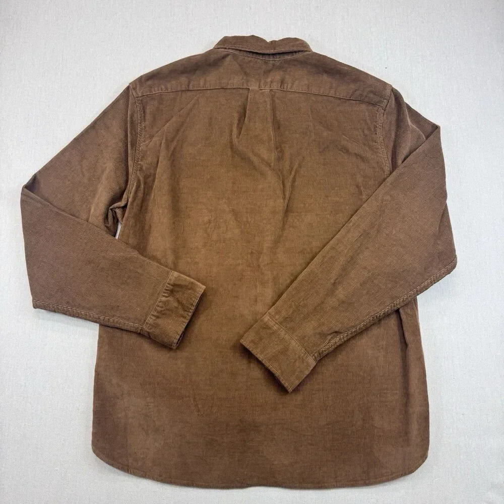 J Crew Men Size Large Shirt Button Down Top Classic Brown Corduroy Long Sleeve